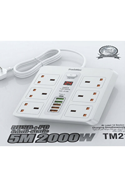 powermax Advanced smart power strip with 6 triple outlets and smart charging ...