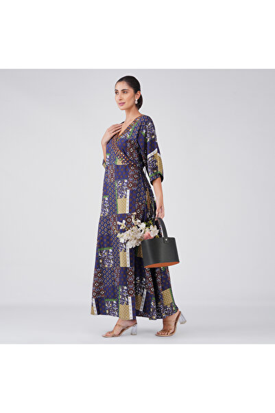 LINELLE Lilac Magenta Ombre Embroidered Maxi Shirt Dress