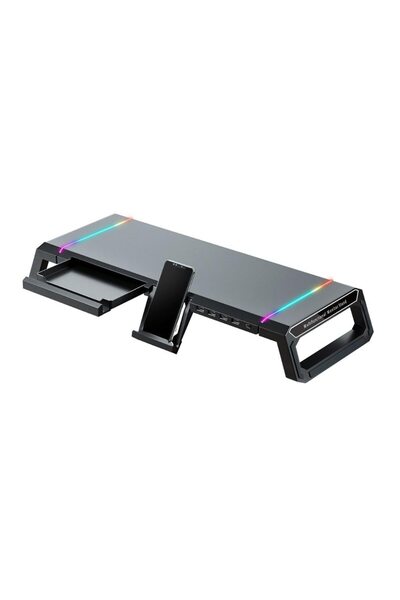 NEXTLY Suport multifuncțional pentru monitor și laptop cu porturi USB și ilum...