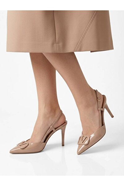 Topuklu Ayakkabı - Bej Tokalı Slingback Model