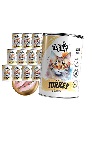 OEM Hrană umedă pisici, TufTuf, 12x400g, Carne Curcan Tocat, Pisici Adulte, S...