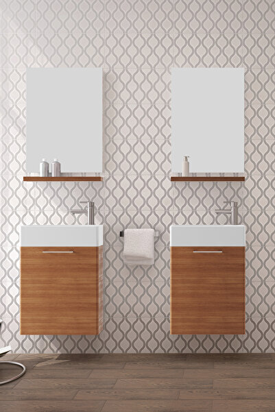 KALE PIKOLA 50CM SET TEAK (LAVABO DOLABI+AYNA+ETAJER)