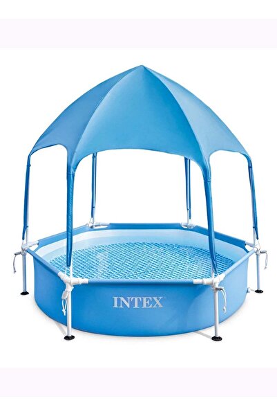 Intex Canopy Metal Frame Pool - 1.83m x 38cm Sun-Shaded Water Play for Kids