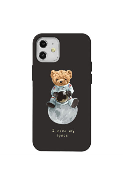Other Apple iPhone 12 Bear in space Black Colored Silicone TPU Θήκη