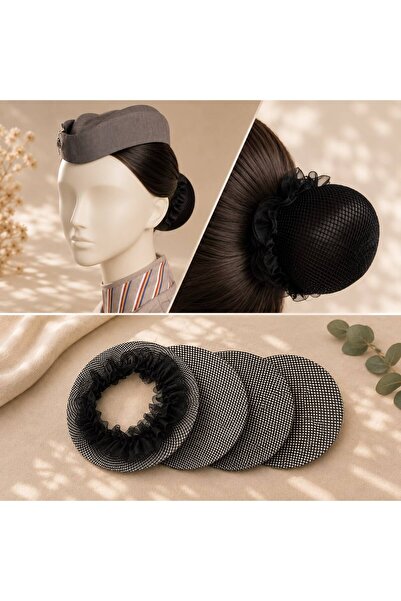 Vipfoni Black Tulle Hair Bun Net Bun Fixer Elastic Bun Net Stewardess Hair Net 3 Different Sizes