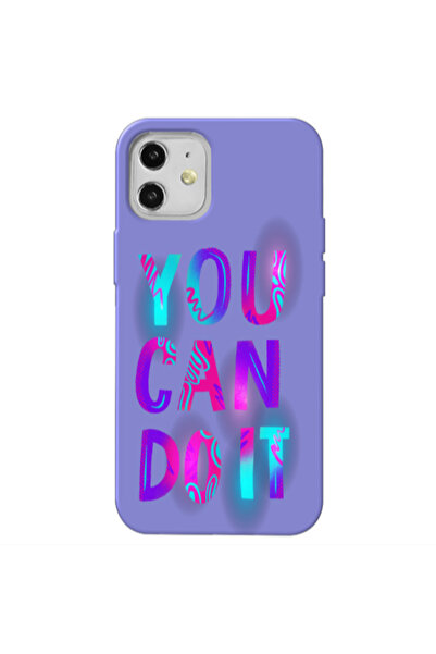 Other Apple iPhone 12 You Can Doit Purple Colored Silicone TPU Θήκη
