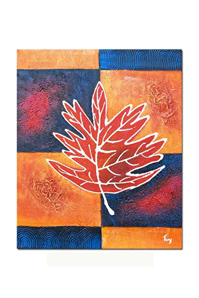 artnova Ръчно рисувана абстрактна картина, Кленов лист, 60x50см, маслени бои ...