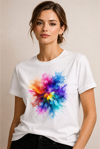 VODEXA Women's Oversize T-Shirt Mixed Colors Printed 100% Cotton T-Shirt Comf...