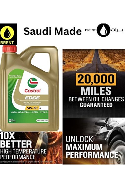 CASTROL زيت محرك إيدج المحسن للأداء العالي للبنزين والهجين 5W-30 LL - زيت صنا...