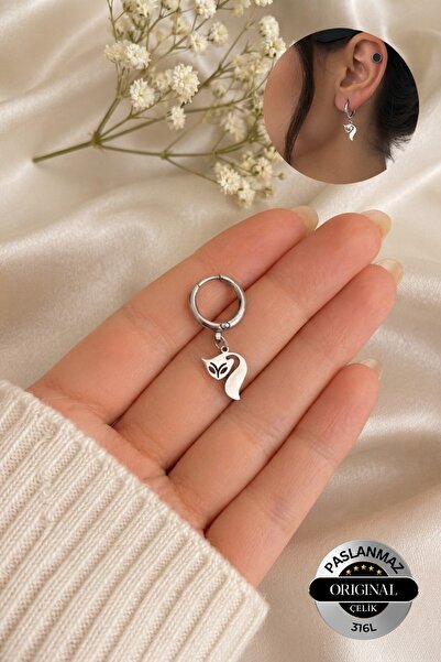 Lynare Hole Cat Model Men Women Unisex 316L Steel Hoop Earring 1 Piece