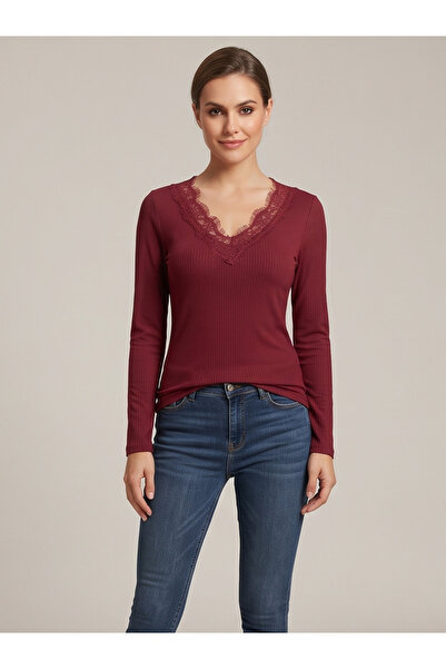 gökçesu Women's Lace Detailed Elegant Blouse