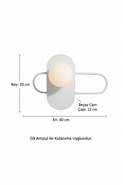 BSA LIGHTING VENÜS TEKLİ BEYAZ MODERN APLİK (BEYAZ GLOP CAM CAMIN ÇAPI 12 CM ) G9 AMPUL İLE KULLANILMAKTADIR