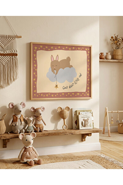 Creatick Design İskandinav Boho Çocuk Odası MDF Tablo Masif Ahşap Çerçeveli B...