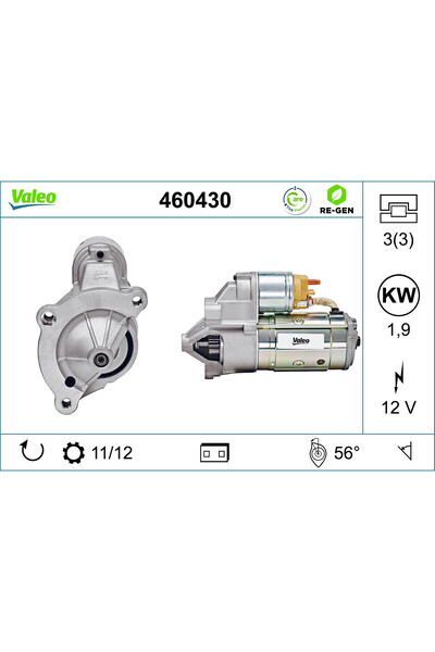 VALEO Electromotor (12V 1.9kW Recondiționat Profesional) Ds Ds 4 Ds 5 Citroen...