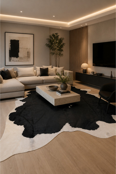 Ellya Home %100 Gerçek Natürel Dana Derisi Post Halı Hakiki Deri Lüks Post HALI