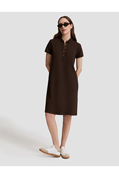 Pierre Cardin Brown Polo Collar A-Line Knitted Dress 50326877-Vr029