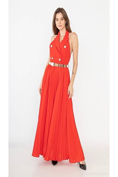 FashionApp Rochie de damă, lungă, cu spatele deschis, plisată, neagră