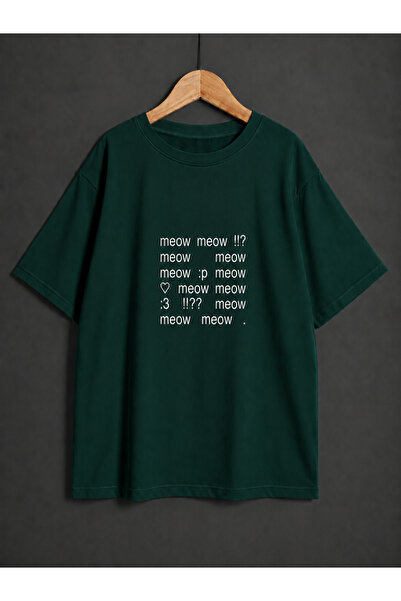 ZİYMO Women's Y2K Meow Meow Written Oversized T-Shirt