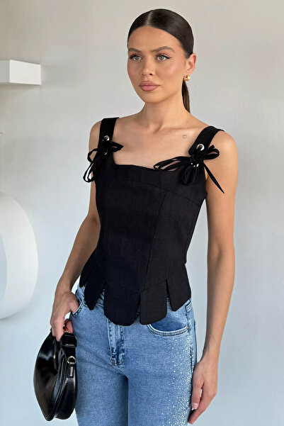 Aryena Black Gülseli Women's Strappy Style Blouse