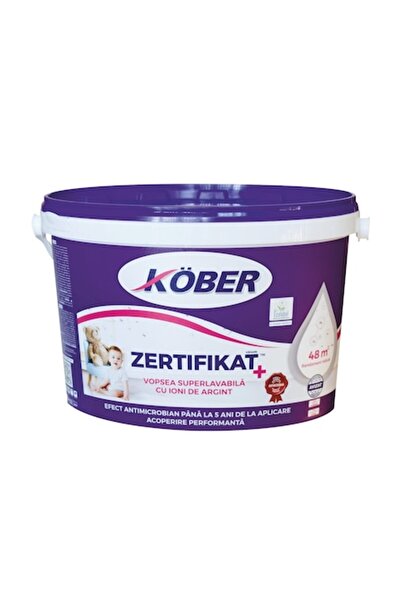 Kober Vopsea lavabilă pentru interior, certificată cu ioni de argint, 3L, albă
