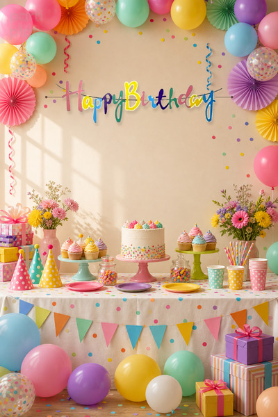 era balon Happy Birthday Kaligrafi Yazılı Doğum Günü Banner Süsü 100 x 20 cm