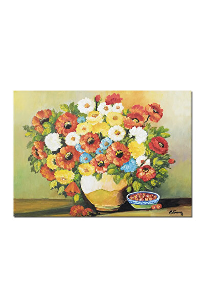 artnova Tablou cu flori pictat manual, Vaza cu flori si cirese, parfum floral...