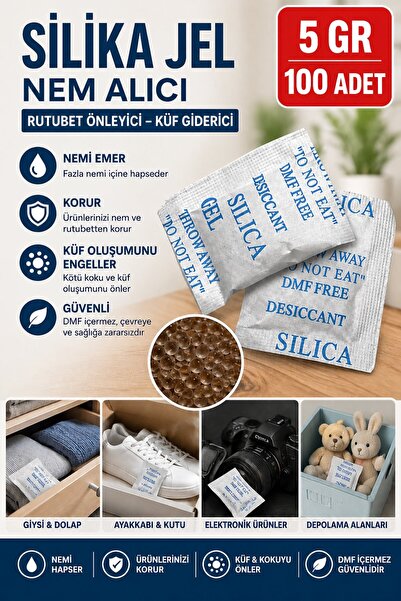 Hobialem 100 Adet 5 Gr Silikajel Nem Alıcı Silika Jel Rutubet Önleyici Küf Gi...