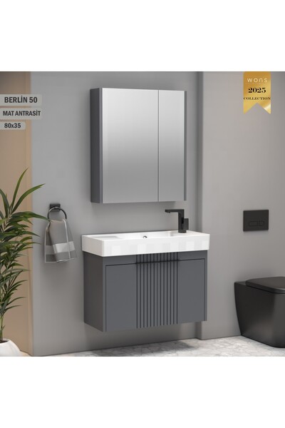 Wons Bathroom Berlin 80 cm Antrasit Banyo Dolabı