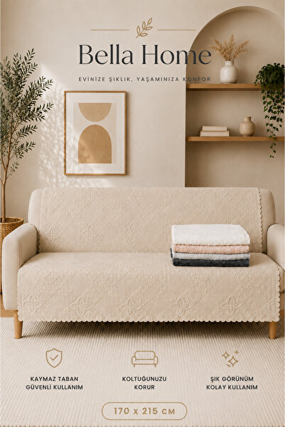 Bella Home Focus Koltuk Örtüsü | 170x215 cm | Yumuşak Peluş Dokulu | Dekorati...