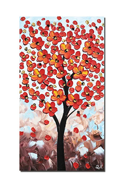 artnova Χειροποίητος πίνακας, Δέντρο της Ζωής, χαρά σε κόκκινο, 90x50εκ. λάδι...