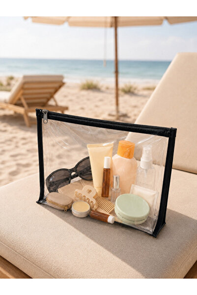Maykis Transparent Beach and Bath Bag Travel Type Personal Care Organizer