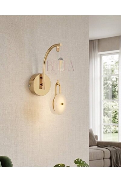 bella lighting Luxury Mermer Aplik 3 Renk LED Salon Duvar Apliği Pilli Değild...