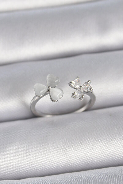 ARMÜZ Brass silver color adjustable zircon stone white enamel heart model wom...