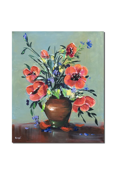 artnova Ръчно рисувана картина, Ваза с имперски макове, 60x50см акрил върху п...
