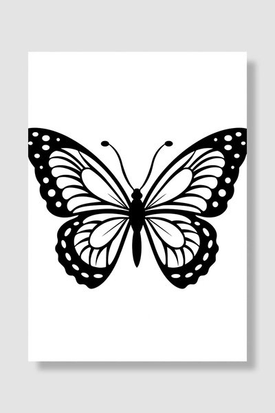 Luna Marissa Poster cu fluturi, alb-negru, ilustrație cu silueta fluturii mon...