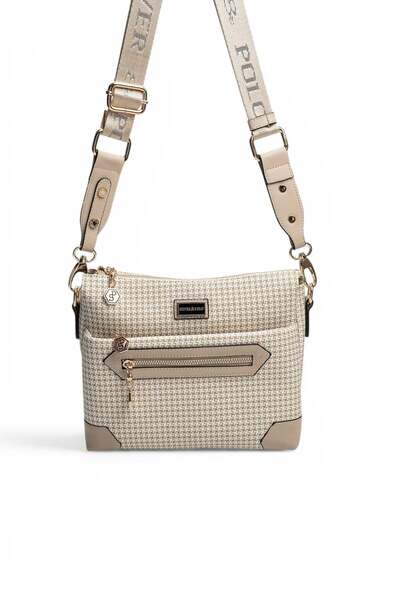 Silver Polo Sand - Sand Beige Houndstooth Plaid Women's Crossbody Bag Sp1110