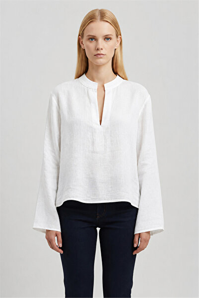 Perspective White Collar Detailed Blouse