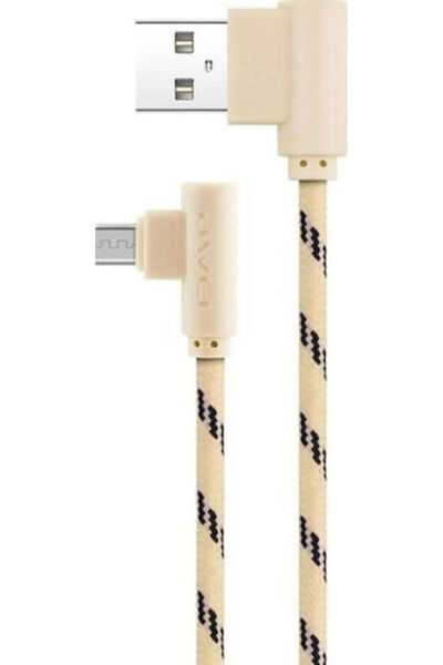 AWEI CL-90 1m Γωνία (90 ° Πλεγμένο καλώδιο USB 2.0 σε micro USB Χρυσό (PH-CL-90)