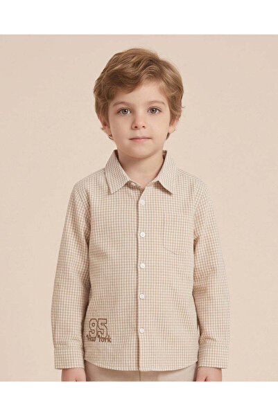REDTAG Boys Beige Long Sleeve Casual Shirt