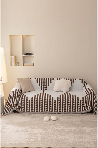 rellhome Modern Desenli Kaymaz Pamuklu Koltuk Örtüsü & Koltuk Şalı & Çok Amaç...