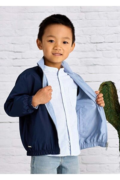 MAYORAL Boy's Double-Sided Striped Lined Windbreaker Coat 2-10 Years Blue - W...