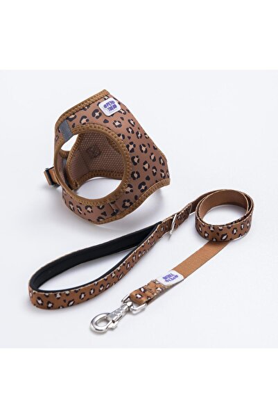 Pettrend Wild Elegance Göğüs Tasması ve Sevk Kayışı Tasma Seti Leopar Kedi Kö...