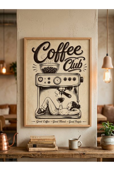 Creatick Design İskandinav Kahve Köşesi Çerçeveli Tablo Mutfak ve Coffee Corn...