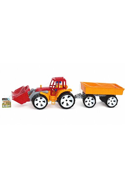 Hashtag Toys Tractor BAMS 4 cu remorcă, roșu și portocaliu
