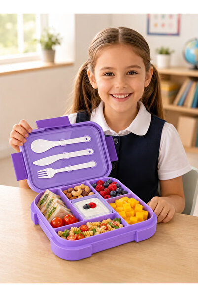 Yoawllty 1000ML 5 Compartment Lunch Box for Kids, Food Grade Leakproof Microw...
