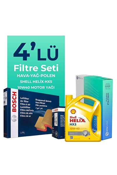 Bosch Fiat Albea 1.2 Benzinli Filtre Bakım Seti Shell Motor Yağlı (2002-2008) 4 Lü