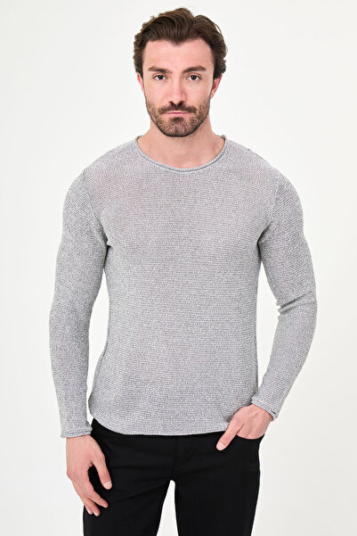 Mcr Lase Slim Fit Crew Neck Long Sleeve Men's Knitwear Black-White - 11156.18Y