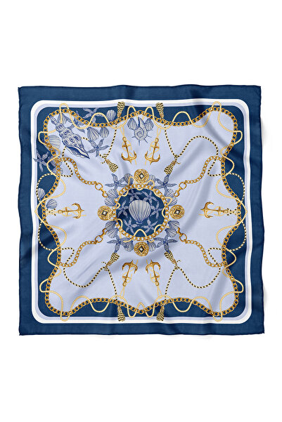 nehir eşarp Bandană eșarfă cu model de lanț auriu și motive marine 70x70 cm