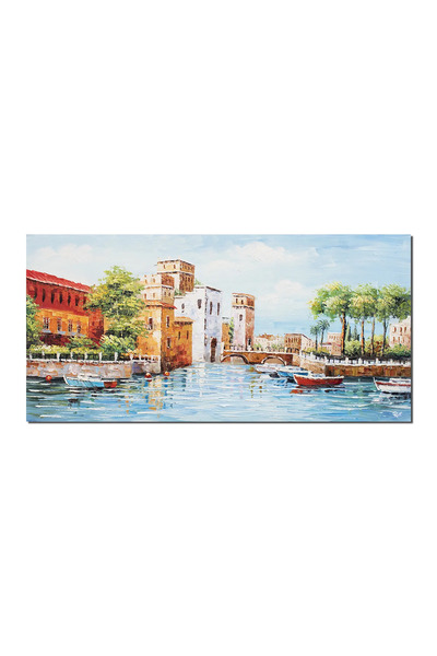 artnova Χειροποίητος πίνακας για σαλόνι, υπνοδωμάτιο, Αστικό τοπίο, μεσαιωνικ...