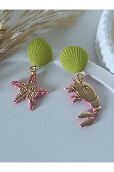 La fee aksesuar Sea Theme Summer Earrings Shrimp Sea Star Turtle Oyster Koi F...